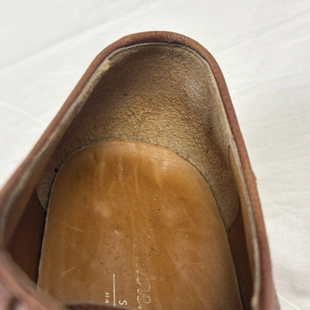 VTG Salvatore Ferragamo Studio Brown Pebble Grain Derby Shoes 10.5 2E Italy EUC